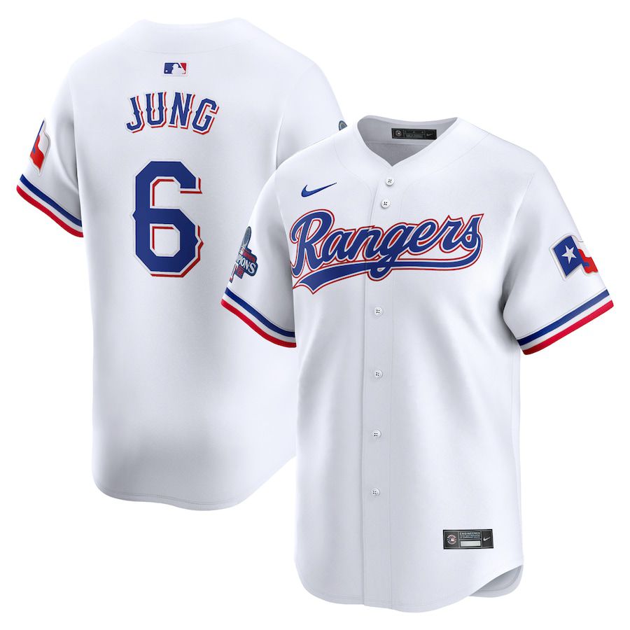 Men Texas Rangers #6 Josh Jung Nike White Home 2023 World Series Champions Limited MLB Jersey->texas rangers->MLB Jersey
